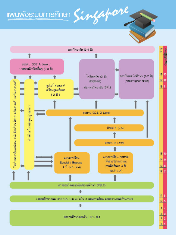 แผงผังระบบการศึกษา สิงคโปร์