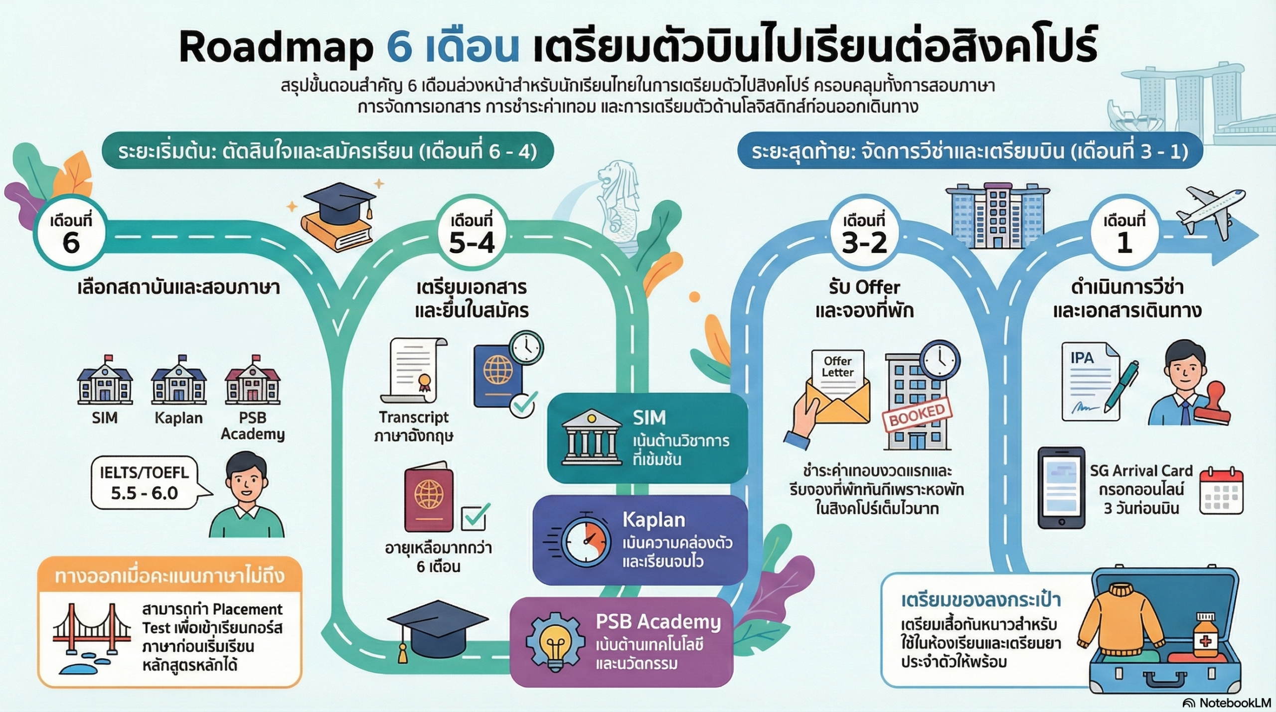 Roadmap เดือน เตรียมตัวบินไปเรียนต่อสิงคโปร์