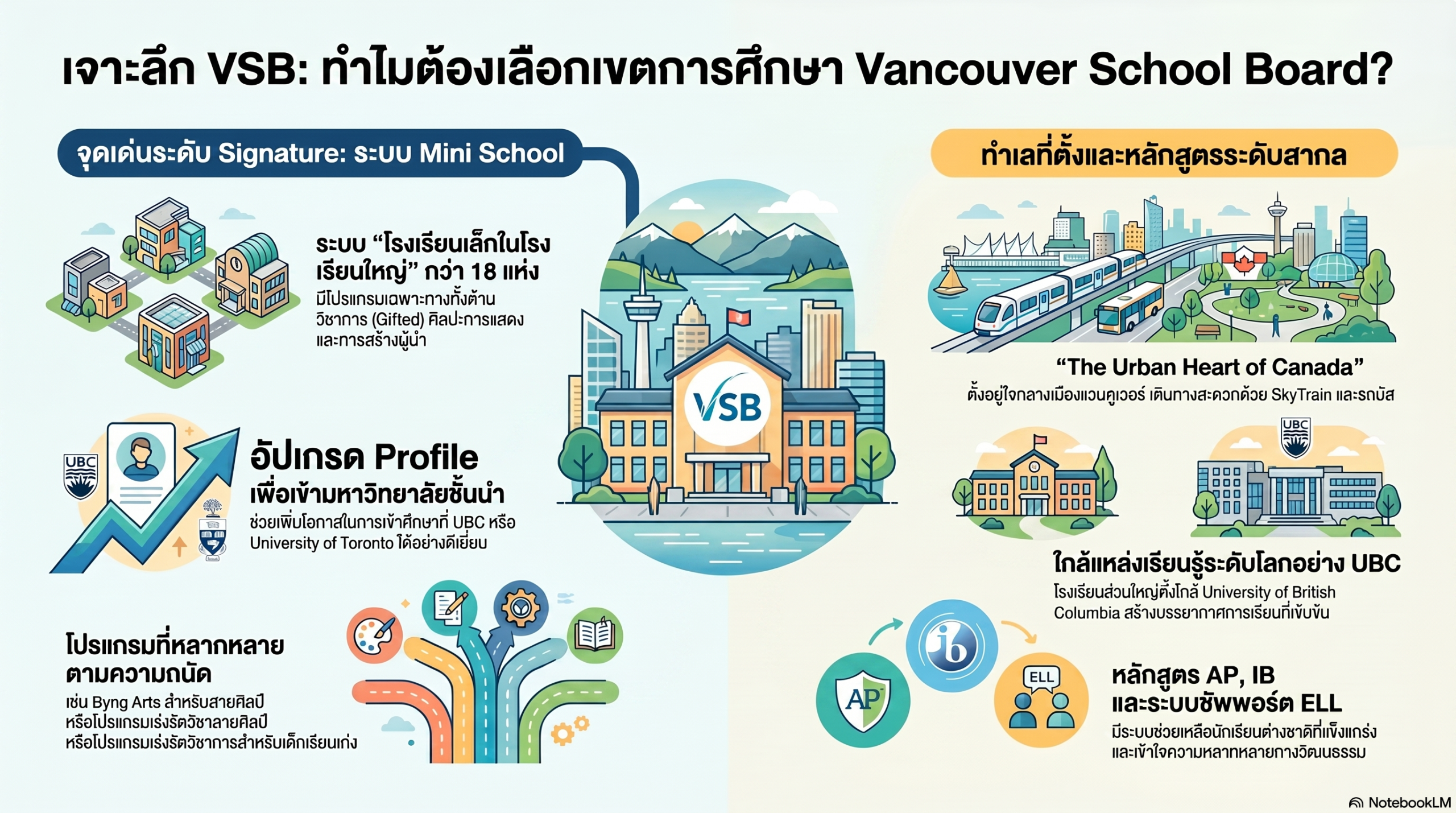 จุดเด่นเขตการศึกษาแวนคูเวอร์ จุดเด่นเขตการศึกษาแวนคูเวอร์